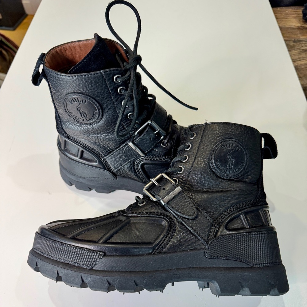 Polo by Ralph Lauren Oslo Black Oiled Leather Men's Winter Boots